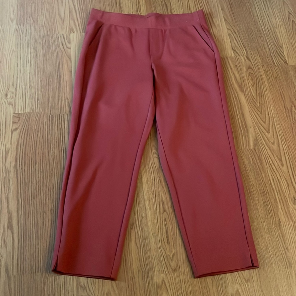 Gently used dark pink women trouser with elastic waistband.